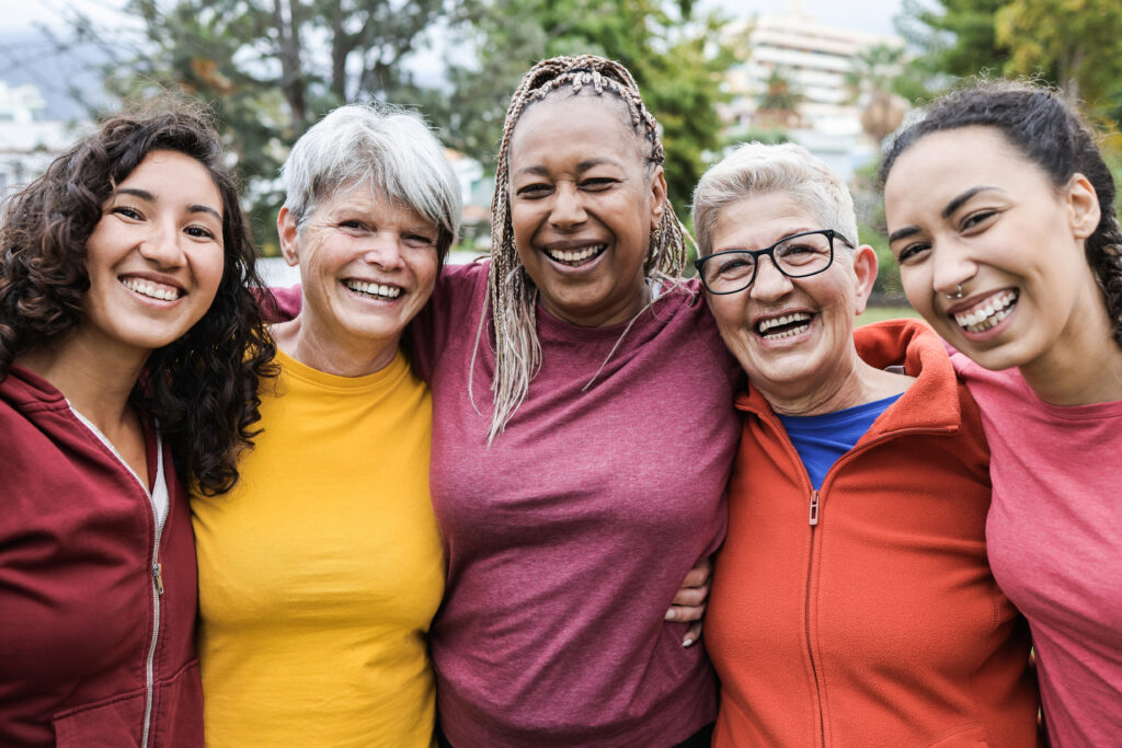 group of diverse women laughing